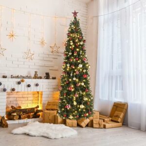 Read more about the article 7.5FT Pencil Christmas Tree with Lights Tall Skinny Christmas Tree